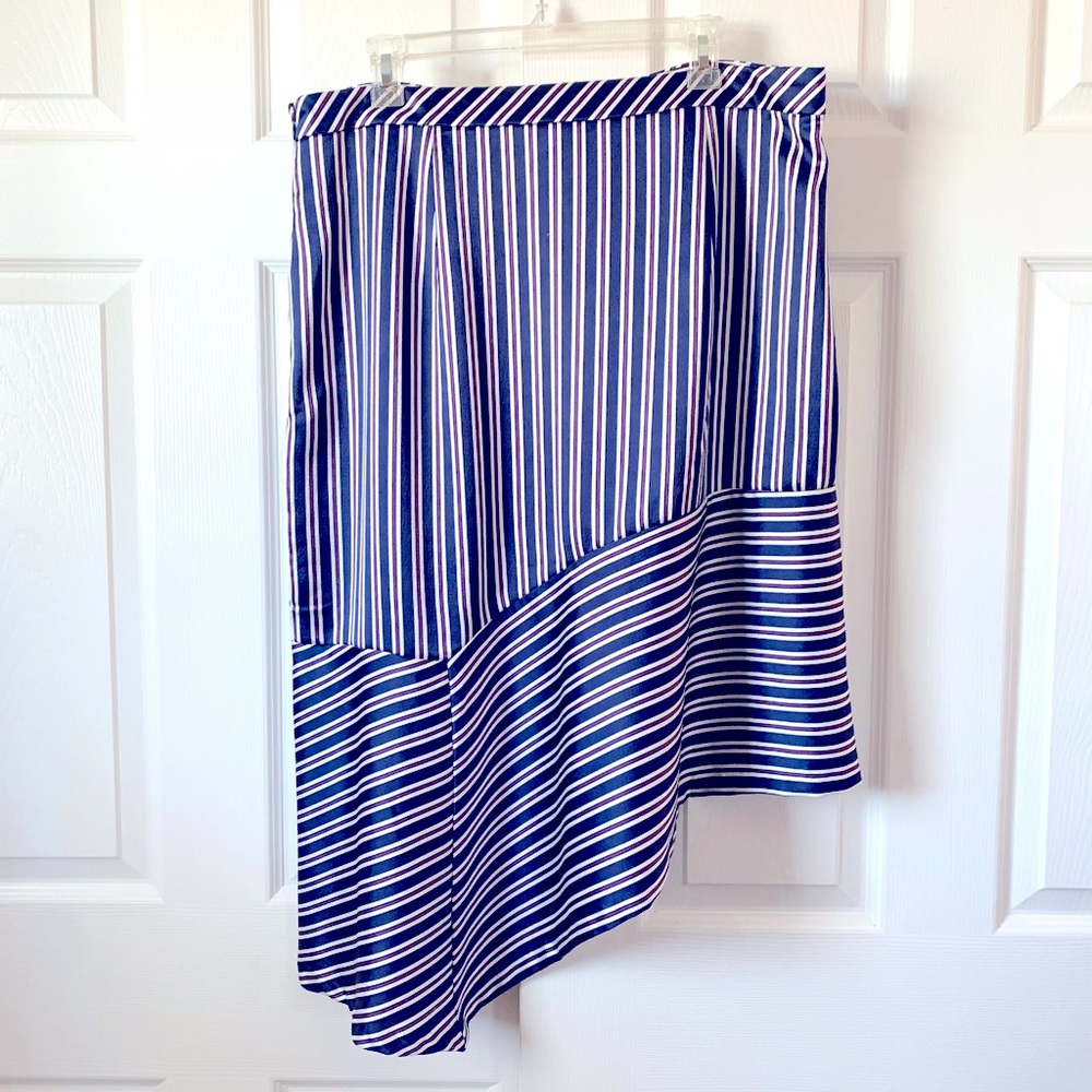Banana Republic Asymmetrical Blue Striped Skirt 16